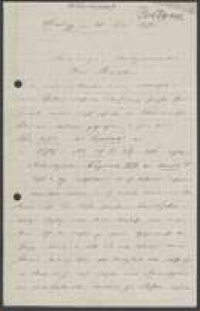 Brief von Ignaz Sigismund Poetsch an Unbekannt