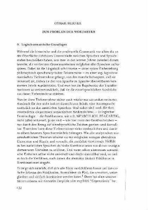 Zum Problem der Wortarten
