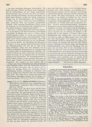 267-268 [Rezension] Schulze, Fritz, Bildung und Religion