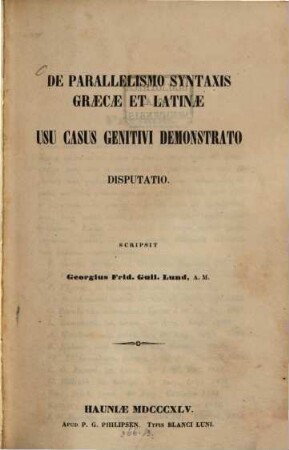 De parallelisma syntaxis graecae et latinae usu casus genitivi demonstrato
