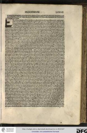 Christophori Landini Florentini ad Petrum Medicem Laurentii Filium Publii Virgilii interpretationes prooemium incipit foeliciter.