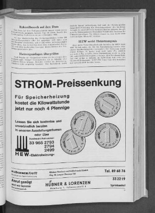 HEW senkt Heizstrompreis