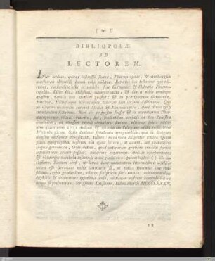 Bibliopolæ ad lectorem.