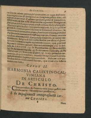 Caput II.Harmonia Calixtino-Calviniana In Articulo De Christo.