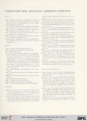Verzeichnis der abgekürzt zitierten Literatur