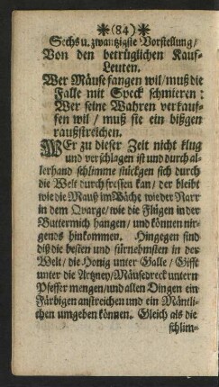 Sechs u. zwantzigste Vorstellung/ Von den betrüglichen Kauf-Leuten.