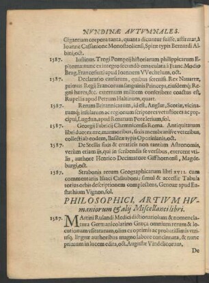 Philosophici, Artium Humaniorum & alii Miscellanei libri.