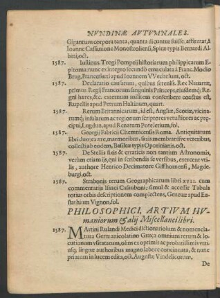 Philosophici, Artium Humaniorum & alii Miscellanei libri.