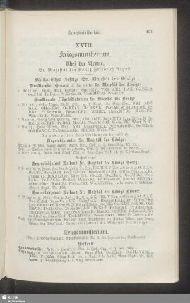 XVIII. Kriegsministerium