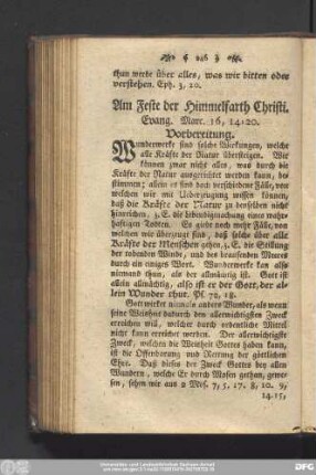 Am Feste der Himmelfahrt Christi. Evang. Marc. 16, 14 - 20.