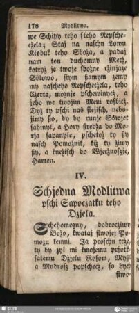 IV. Schjedna Modlitwa pschi Sapocżatku teho Dzjeła