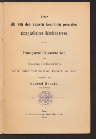 Ueber die von den äussern Genitalien gesetzten aussergewöhnlichen Geburtshindernisse