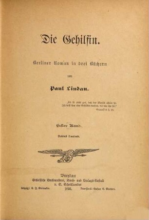 Die Gehilfin : Berliner Roman in drei Büchern, 1