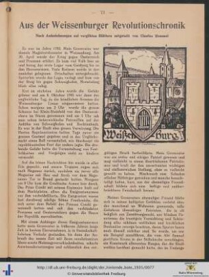 Aus der Weissenburger Revolutionschronik.