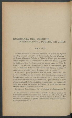 Enseñanza del Derecho Internacional Público en Chile : (1813-1835)