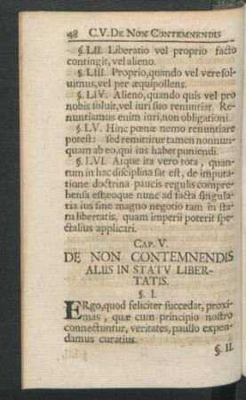 Cap. V. De Non Contemnendis Aliis In Statu Libertatis