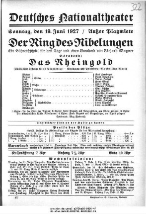 Der Ring des Nibelungen Vorabend: Das Rheingold