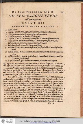 DE SUCCESSIONE FEUDI testamentaria. CAPUT XII.