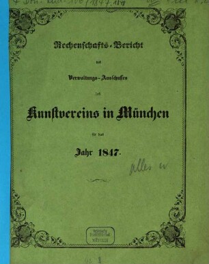 Rechenschafts-Bericht. 1847, 1847 (1848)