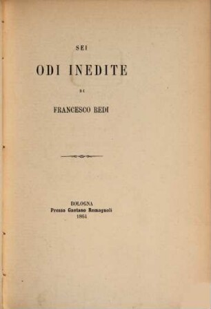 Sei odi inedite