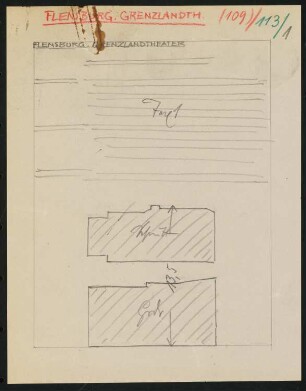 Stadttheater, Flensburg: Layout-Skizze, drei Seiten