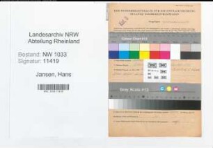 Entnazifizierung Hans Jansen , geb. 07.07.1912 (Polizeibeamter)