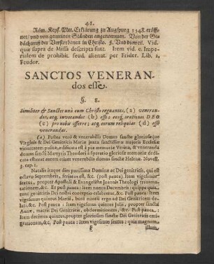 Sanctos Venerandos esse. §. 8.
