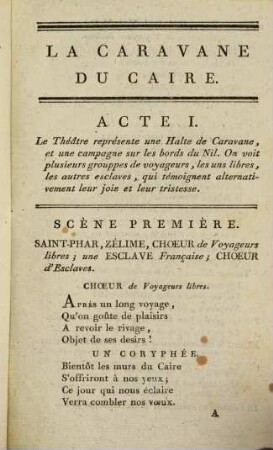 La caravane du Caire : opéra