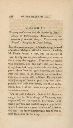 Chapter VII. Catapang. - Caravan into the Interior of Java. - Desert of Balembouang. - Panaroukan. - Principalities of ...
