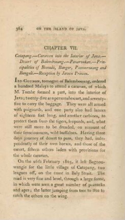 Chapter VII. Catapang. - Caravan into the Interior of Java. - Desert of Balembouang. - Panaroukan. - Principalities of ...