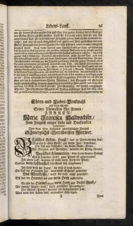21, Ehren- und Liebes-Denkmahl