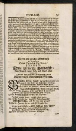 21, Ehren- und Liebes-Denkmahl