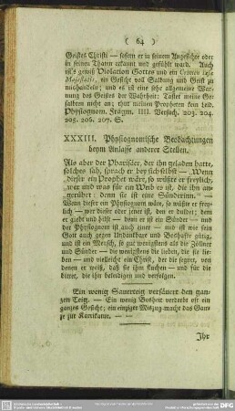 XXXIII. Physiognomische Beobachtungen beym Anlasse anderer Stellen