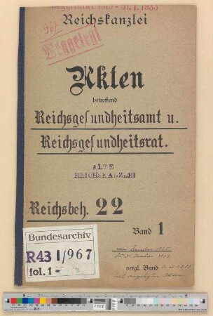 Reichsgesundheitsamt: Bd. 1