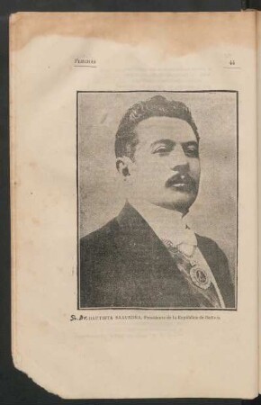 [Fotografía de] Sr. Dr. Bautista Saavedra, Presidente de la República de Bolivia
