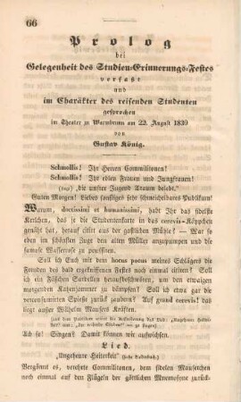 Prolog bei Gelegenheit des Studien-Erinnerungs-Festes