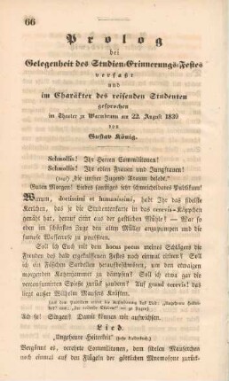 Prolog bei Gelegenheit des Studien-Erinnerungs-Festes
