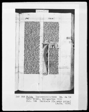 Lateinische Bibel — Initiale I (n anno primo), Folio 186recto