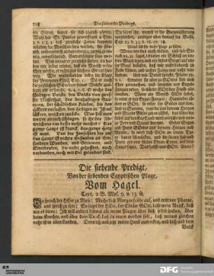 Die siebende Predigt, Von der siebenden Egyptischen Plage, Vom Hagel.