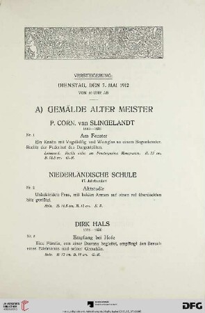 A) Gemälde alter Meister (Nr. 1-88)