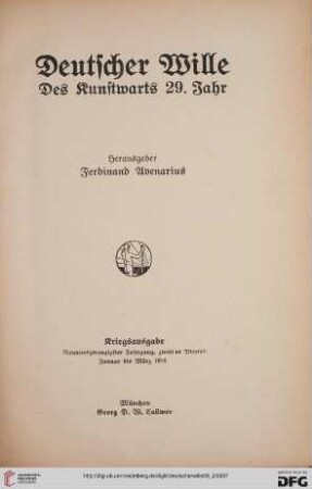 29,2: Deutscher Wille: des Kunstwarts