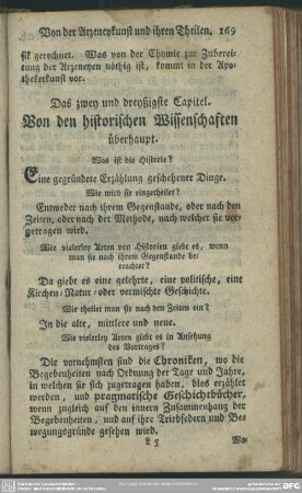 Das zwey und dreyßigste Capitel. Von den historischen Wissenschaften überhaupt