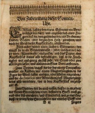 Speculum Solis, Das ist: Sonnen-Spiegel, Oder Kunstständiger, leichter und grundrichtiger Bericht von den SonnenUhren, und was denselbigen angehöret, 1