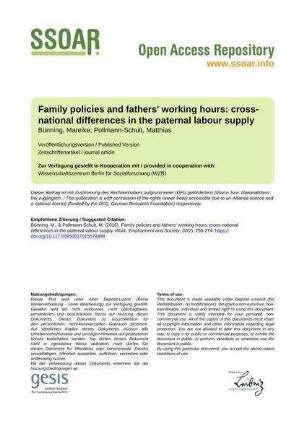 Family policies and fathers' working hours: cross-national differences in the paternal labour supply