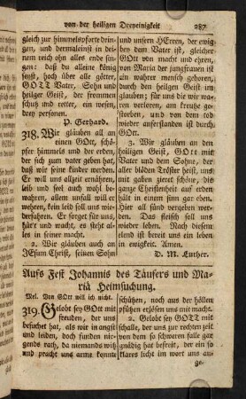 287-291, Aufs Fest Johannis des Täufers und Mariae Heimsuchung