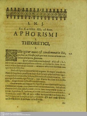 Ex Capite IIX. ad Rom. Aphorismi