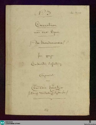 Die Insulanerin. Excerpts - Don Mus.Ms. 1130 : orch; KWV 1109