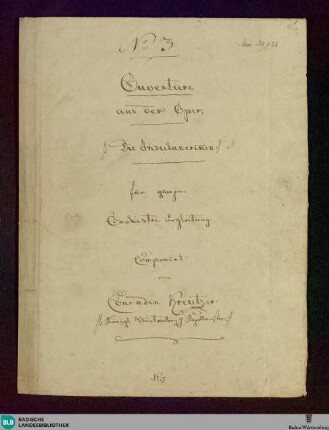 Die Insulanerin. Excerpts - Don Mus.Ms. 1130 : orch; KWV 1109
