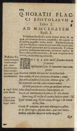 Q. Horatii Flacci Epistolarum Liber I.