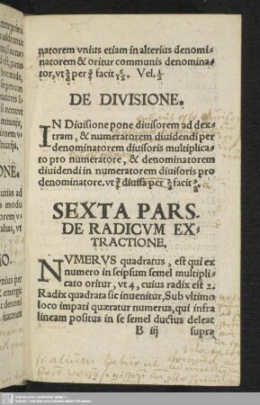 Sexta Pars. De Radicum Extractione